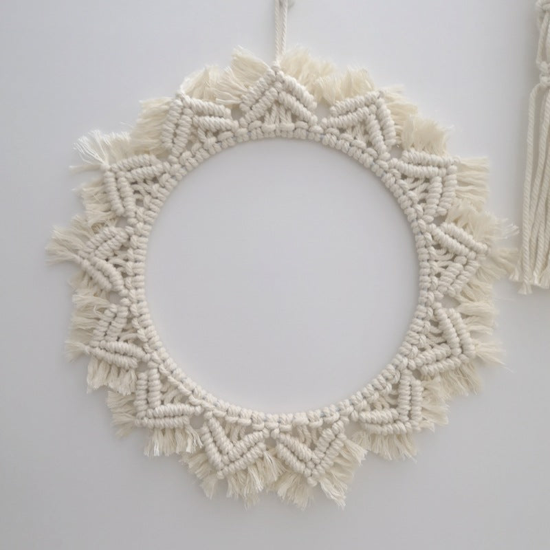 Miroir de maquillage en tapisserie fait main style nordique pour chevet