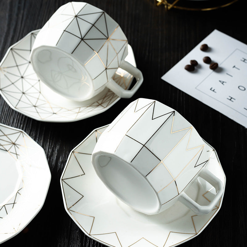 Simple Japanese Black Tea Cup And Saucer Set