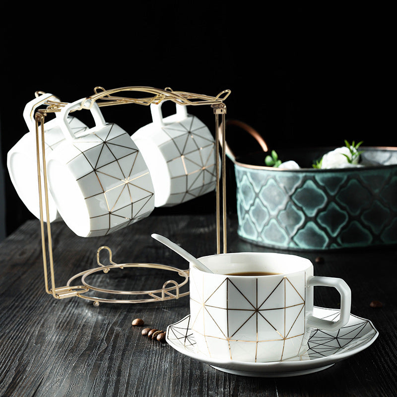 Simple Japanese Black Tea Cup And Saucer Set