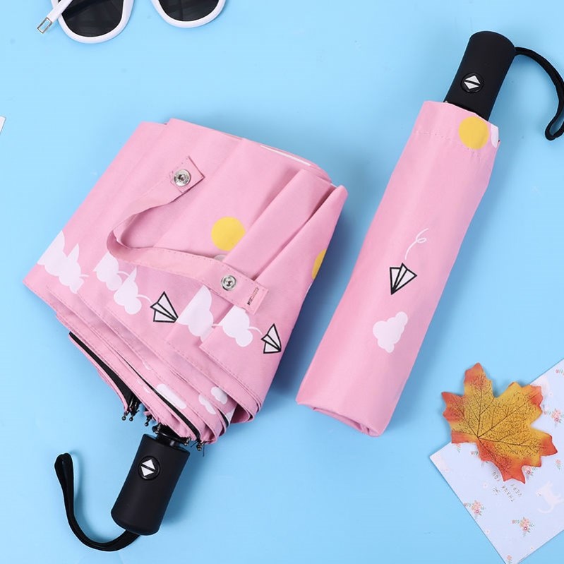 Mignon parapluie entièrement automatique pluie et soleil double usage enfants filles écolières filles pliable pare-soleil