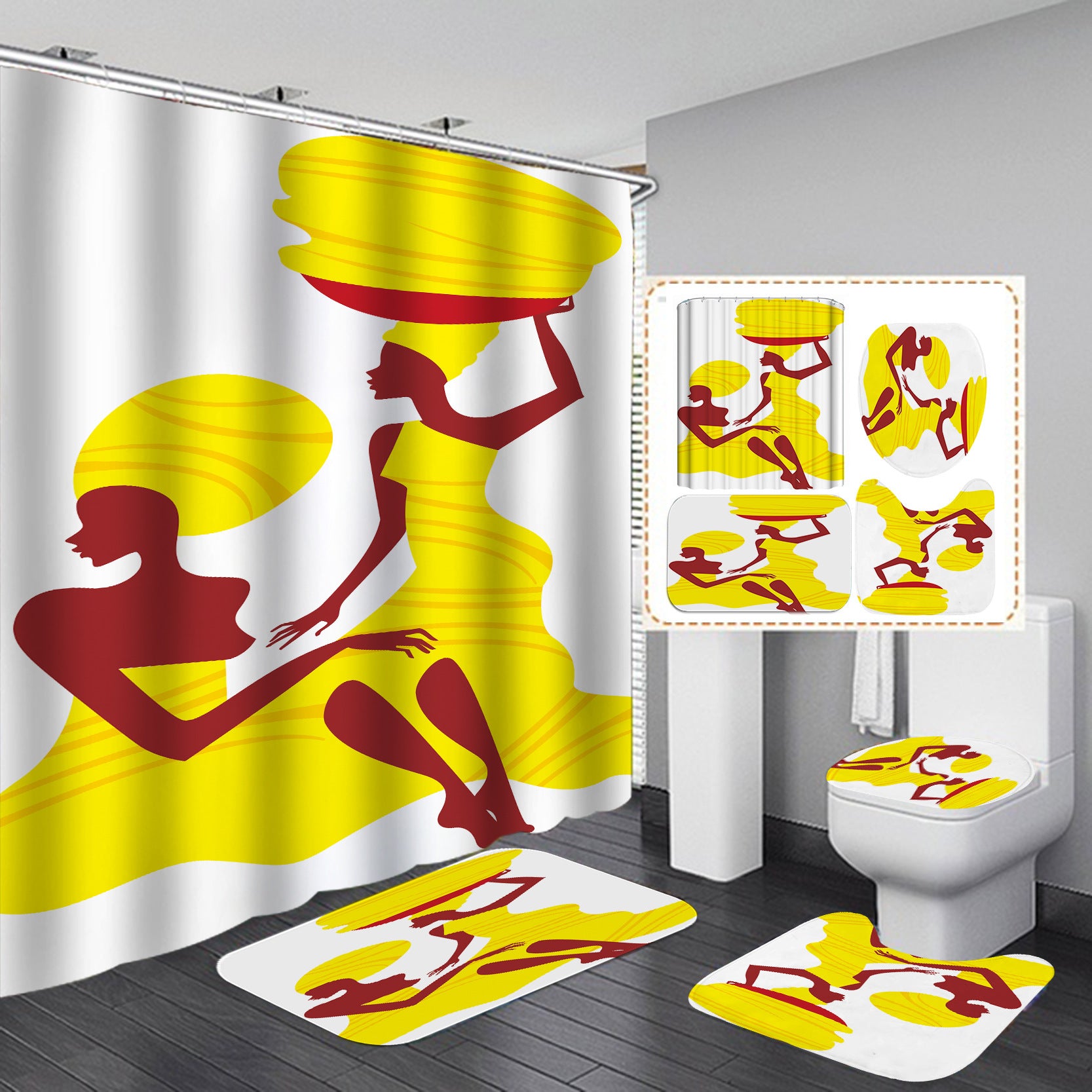 Exotic Women's Cross-border Sale Digital Printing Waterproof Polyester Shower Curtain