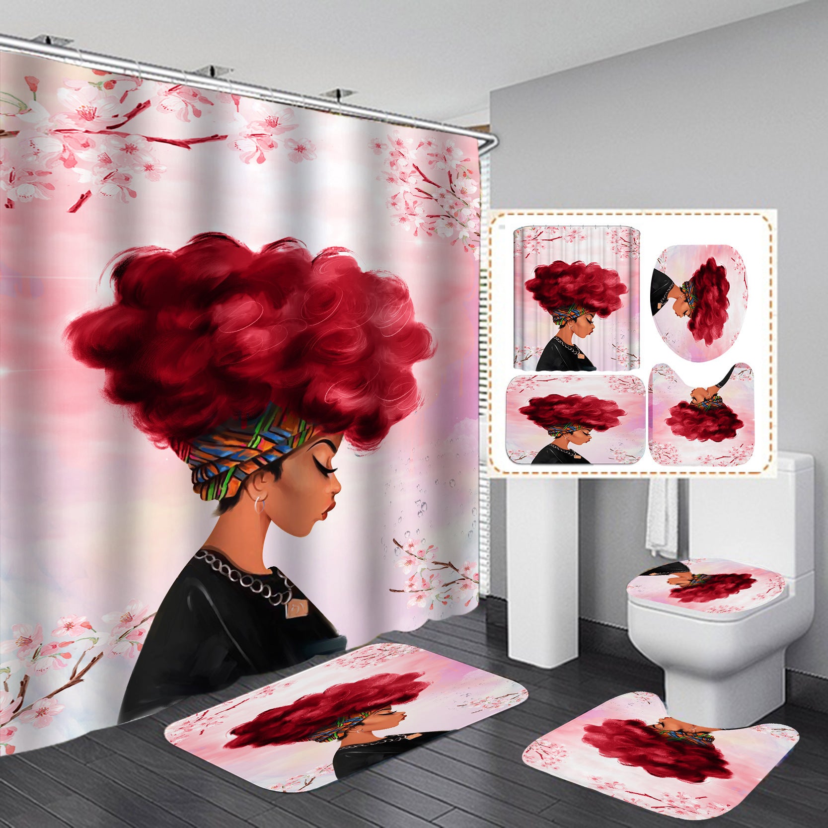 Exotic Women's Cross-border Sale Digital Printing Waterproof Polyester Shower Curtain
