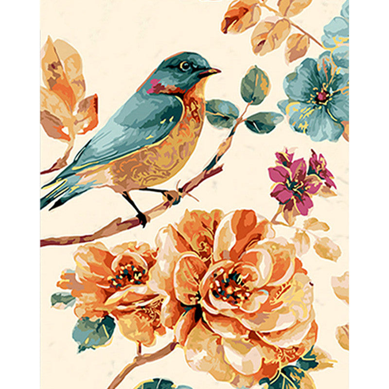 Peinture numérique d'animaux, Fleur jaune, Oiseau bleu, Livre de coloriage
