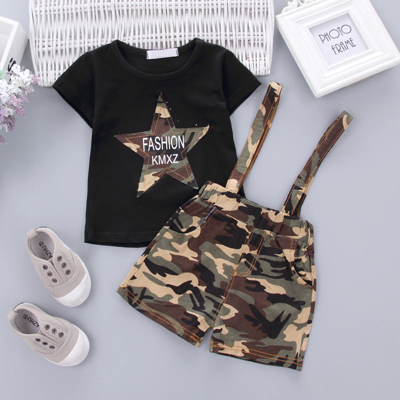 Summer Children's Suit Short-sleeved Overalls