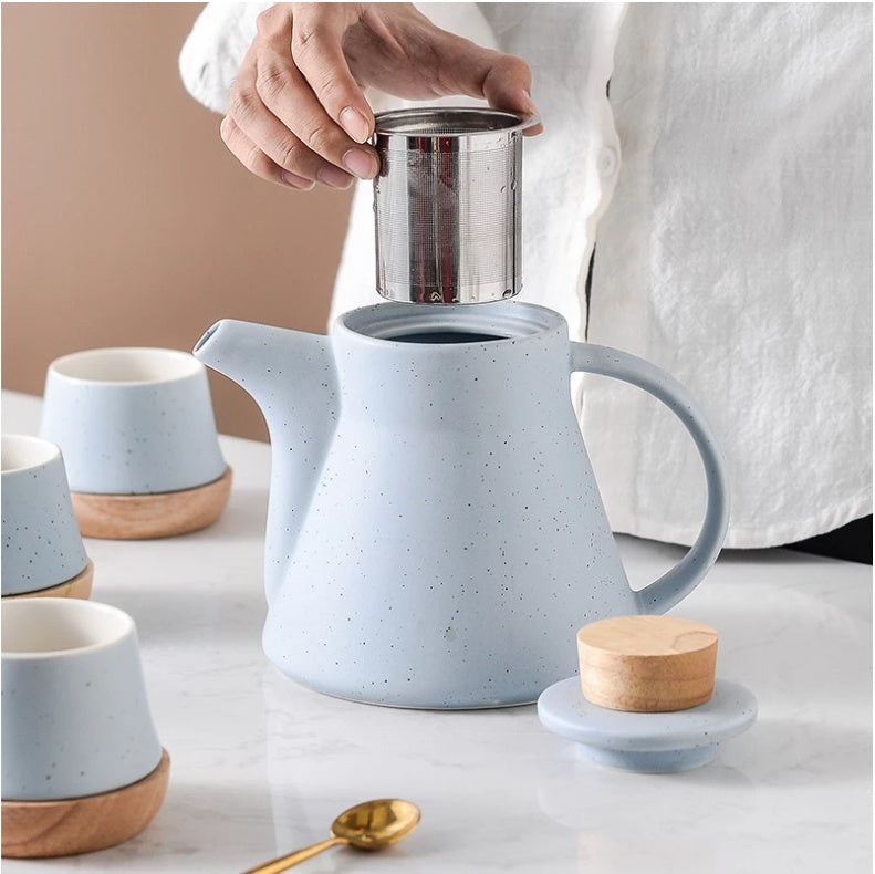 Coffret Cadeau Service à Thé en Céramique Quatre Tasses Une Théière