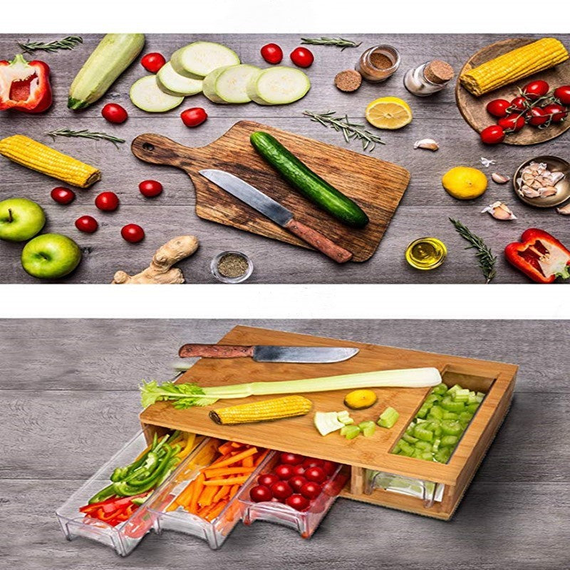 Planche à découper rectangulaire grand modèle avec tiroir de cuisine