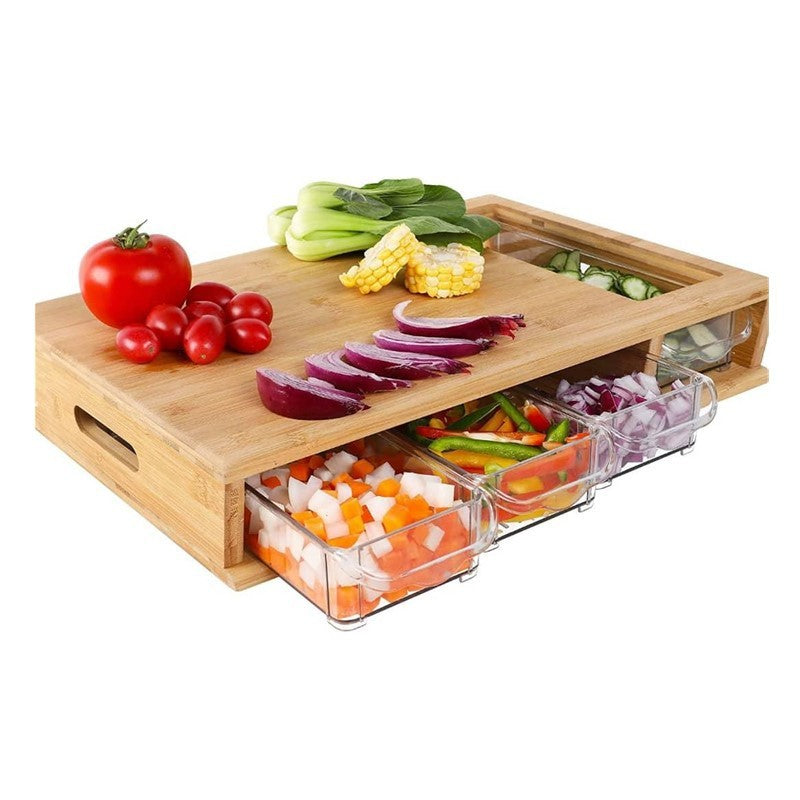 Planche à découper rectangulaire grand modèle avec tiroir de cuisine