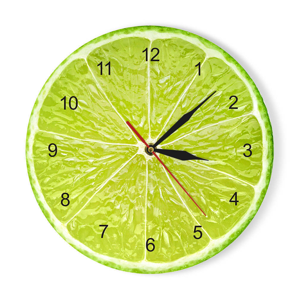Série de fruits Décoration murale Horloge murale Tranche d'ananas Horloge murale en acrylique Horloge simple et tendance