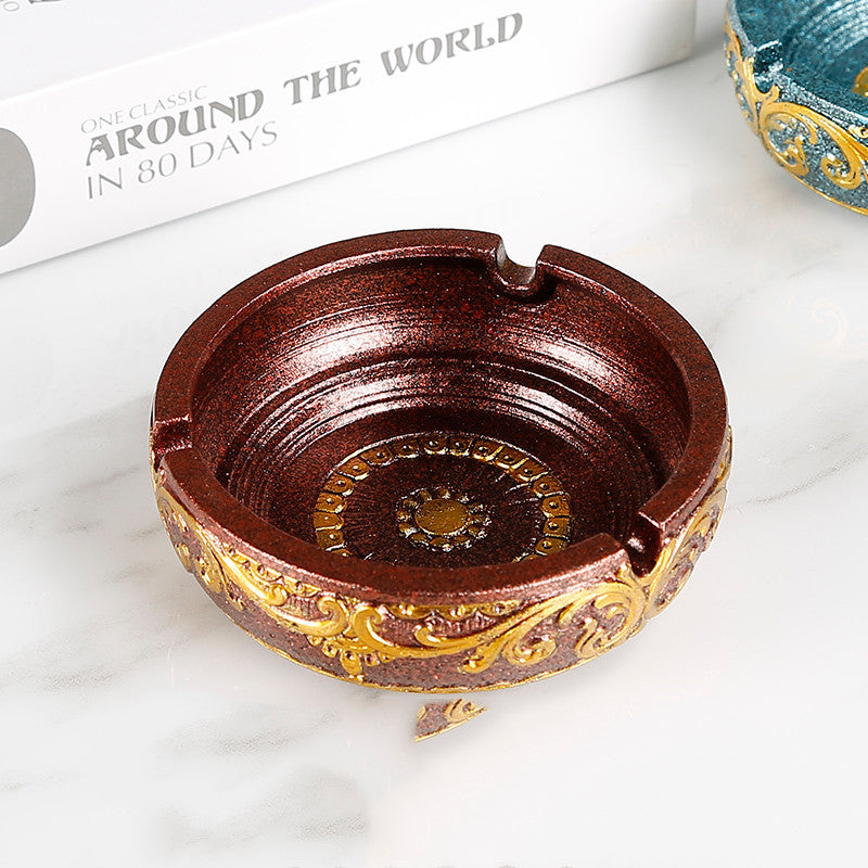 Solid Flame-retardant Resin Ashtray, Retro Architectural Craftsmanship Gift