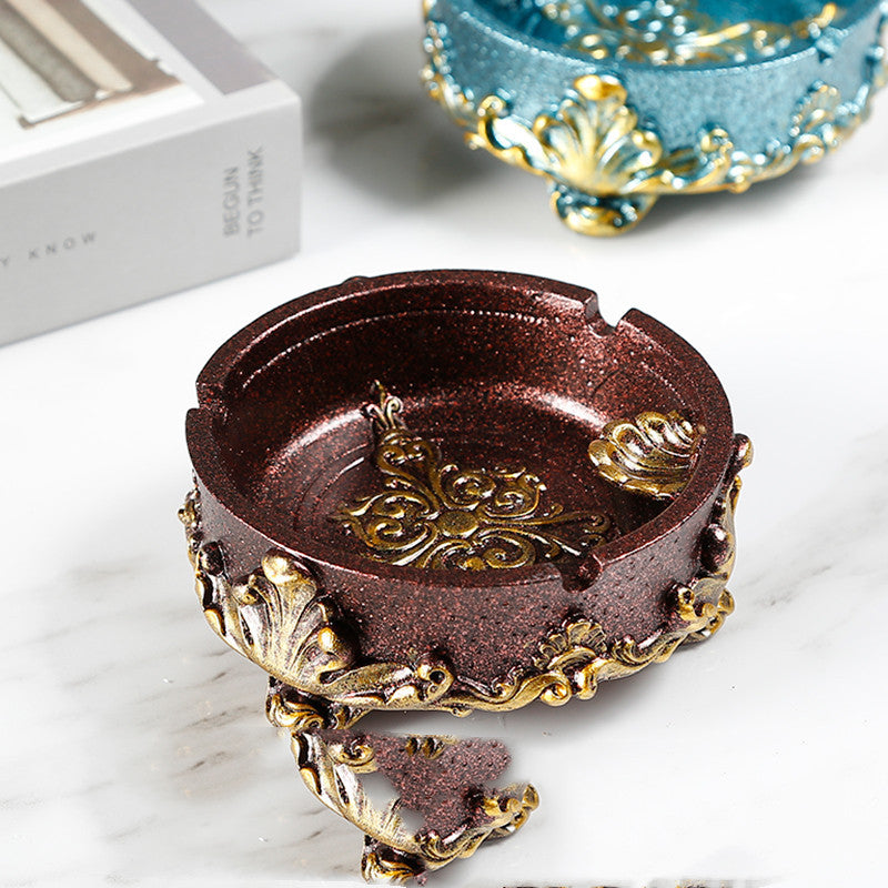 Solid Flame-retardant Resin Ashtray, Retro Architectural Craftsmanship Gift