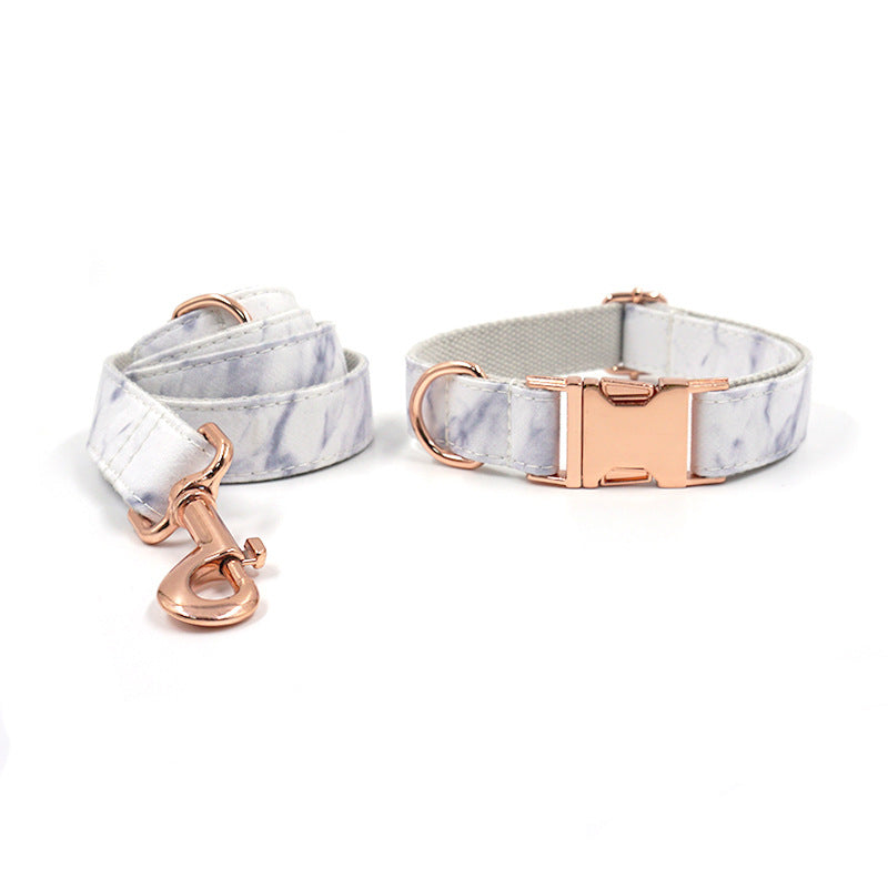 Rose Gold Boucle Marbre Collier de Chien Laisse Ensemble Nœud