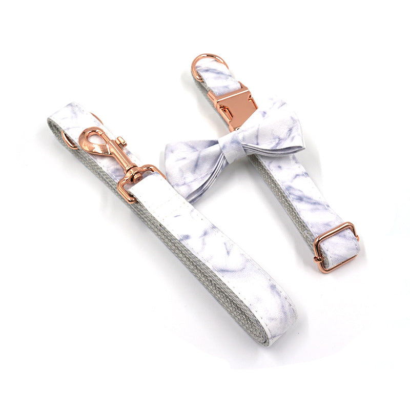 Rose Gold Boucle Marbre Collier de Chien Laisse Ensemble Nœud