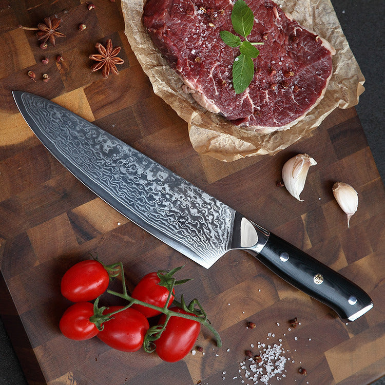 Damascus Chef Knife With G10 Handle