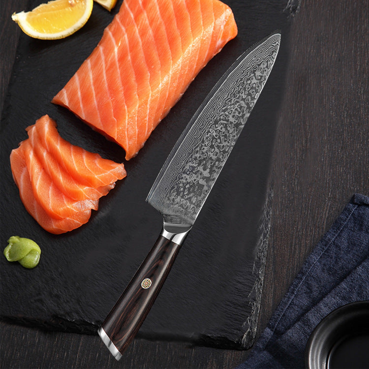 Couteau de Chef Sushi Sashimi en Acier Damassé 8 pouces