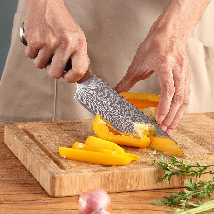 Couteau de Chef Sushi Sashimi en Acier Damassé 8 pouces