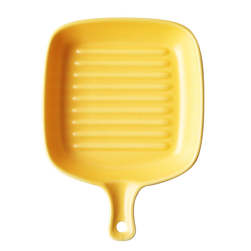Plateau à Poignée en Céramique pour Usage Domestique, Plateau de Cuisson Style Européen avec Poignée