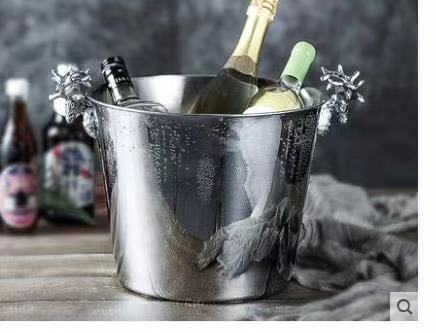 Seau à glace tête de cerf Seau à champagne haut de gamme de style européen Seau à vin glacé en acier inoxydable