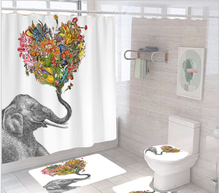 Rideau de douche à impression numérique série Éléphant