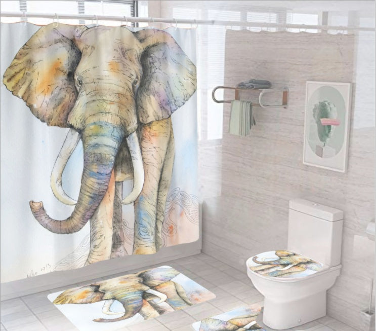Rideau de douche à impression numérique série Éléphant