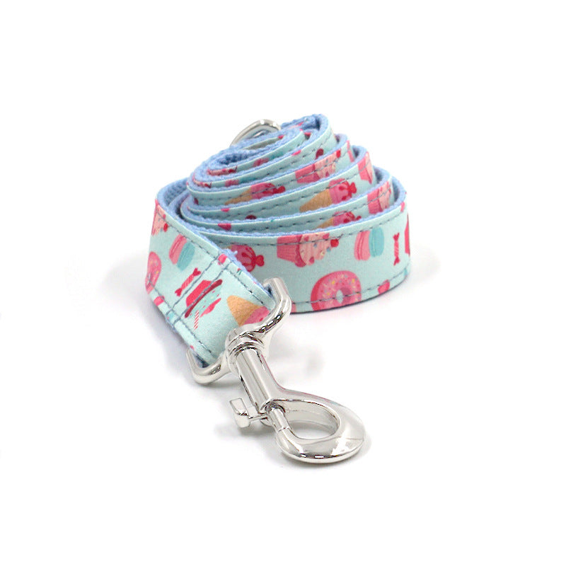 Ensemble laisse et collier pour chien, motif à pois, grande taille