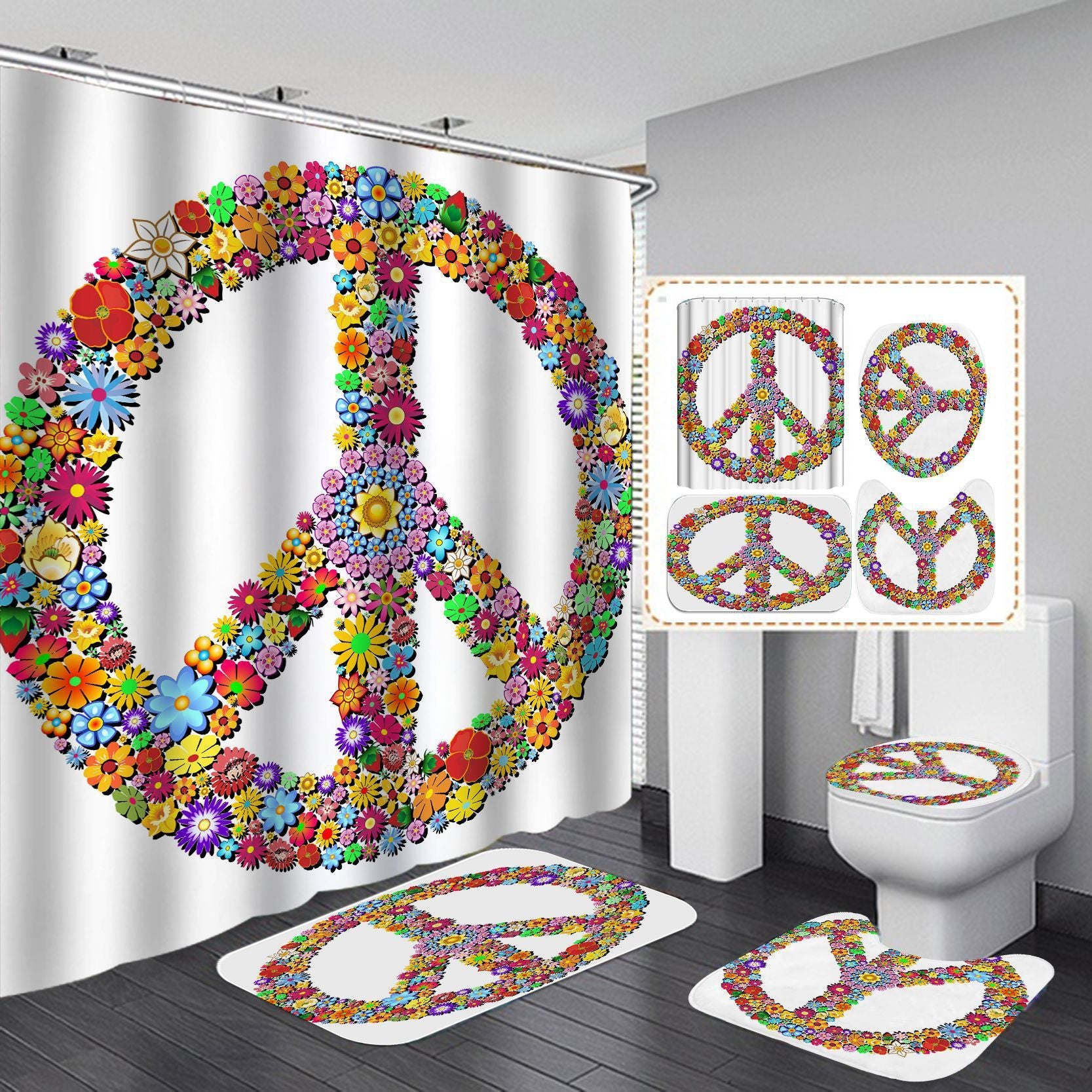 Printed Waterproof Polyester Bathroom Shower Curtain