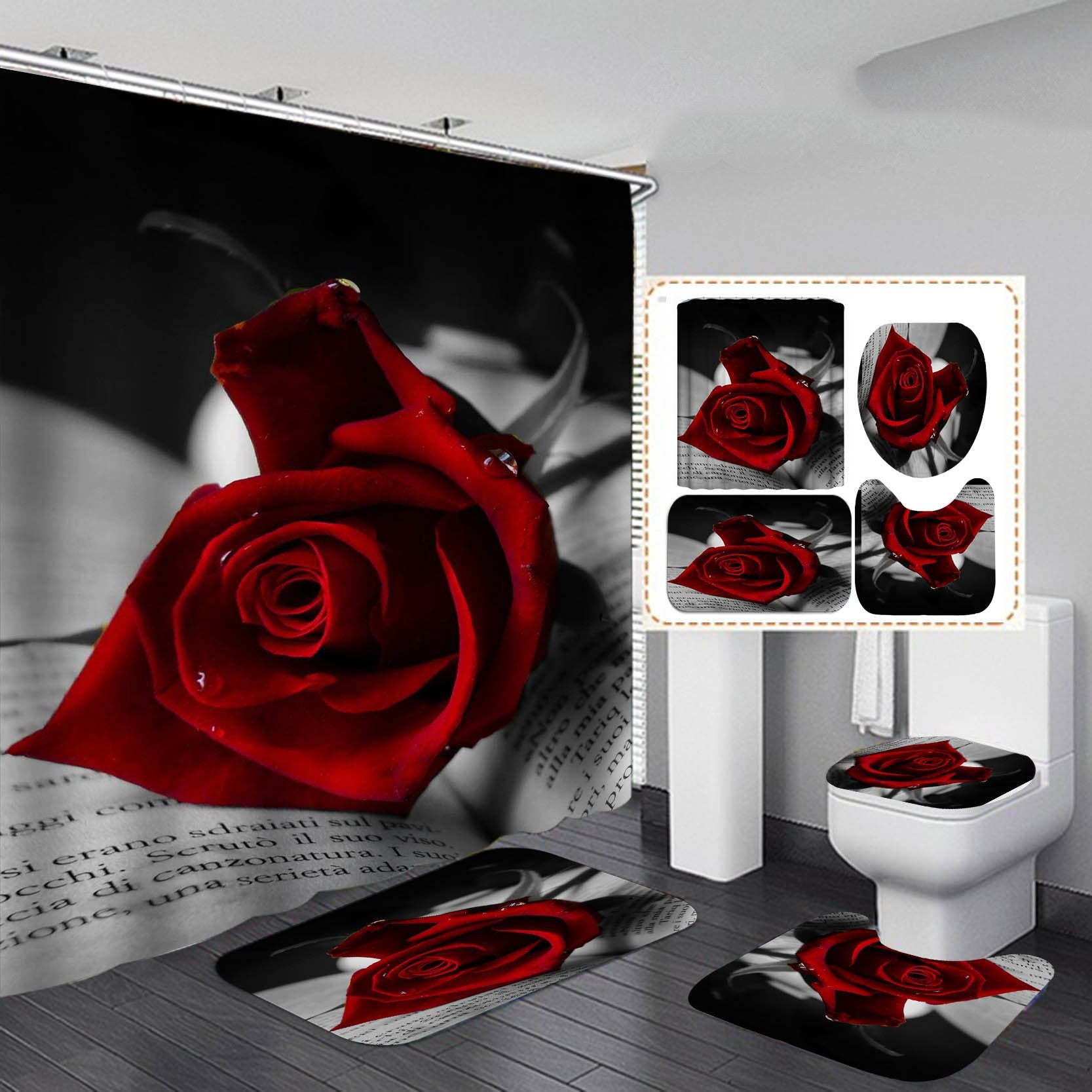 Digital Printing Waterproof Polyester Bathroom Toilet Shower Curtain