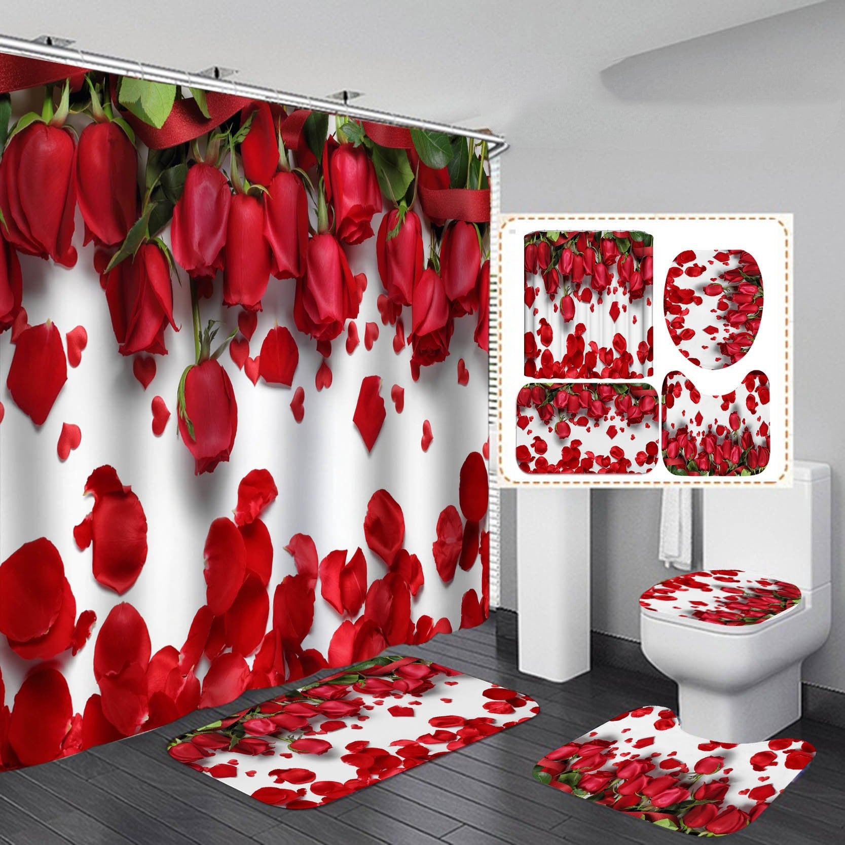 Digital Printing Waterproof Polyester Bathroom Toilet Shower Curtain