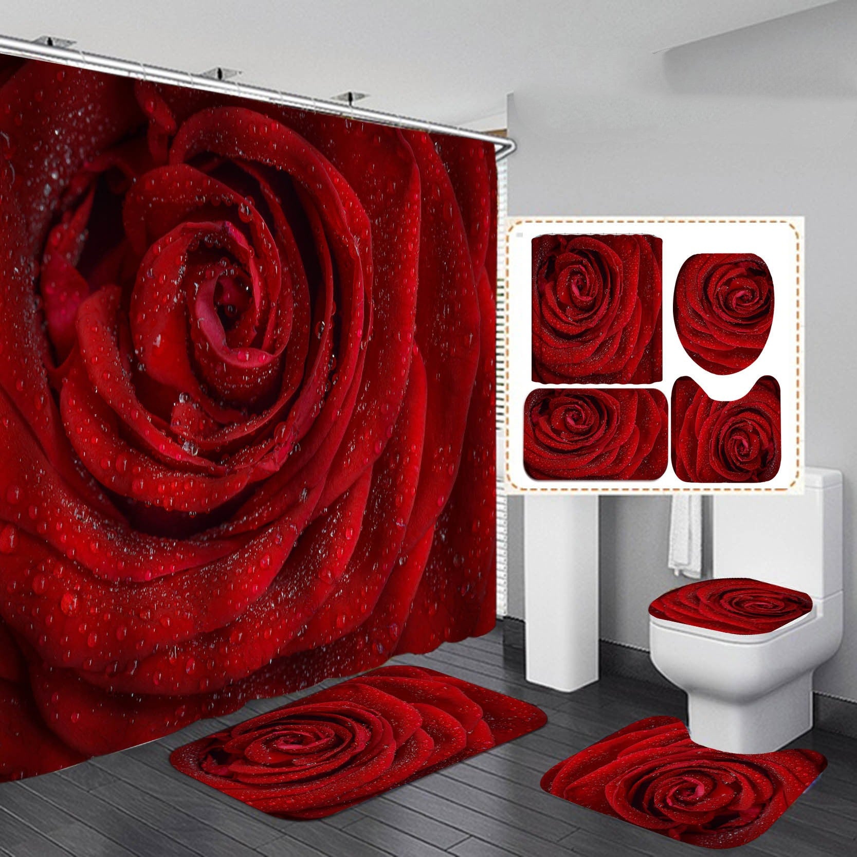 Digital Printing Waterproof Polyester Bathroom Toilet Shower Curtain