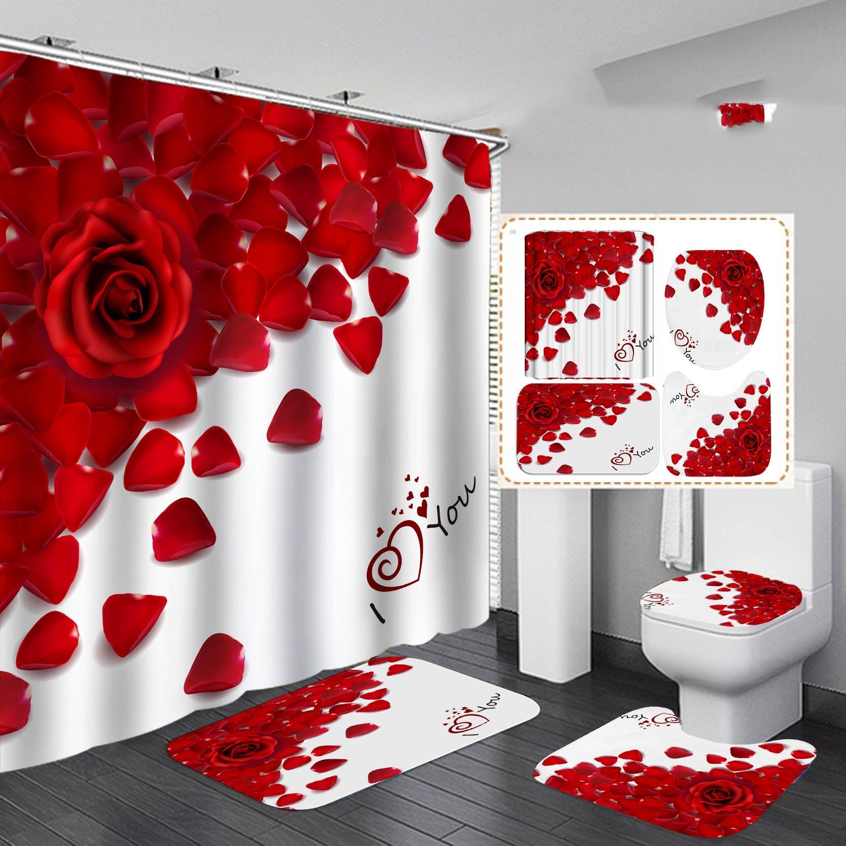 Digital Printing Waterproof Polyester Bathroom Toilet Shower Curtain