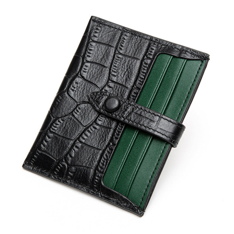 Leather Card Case Female Small Ultra-thin Credit Card Holder Cowhide Pattern Ins Card Case Wallet