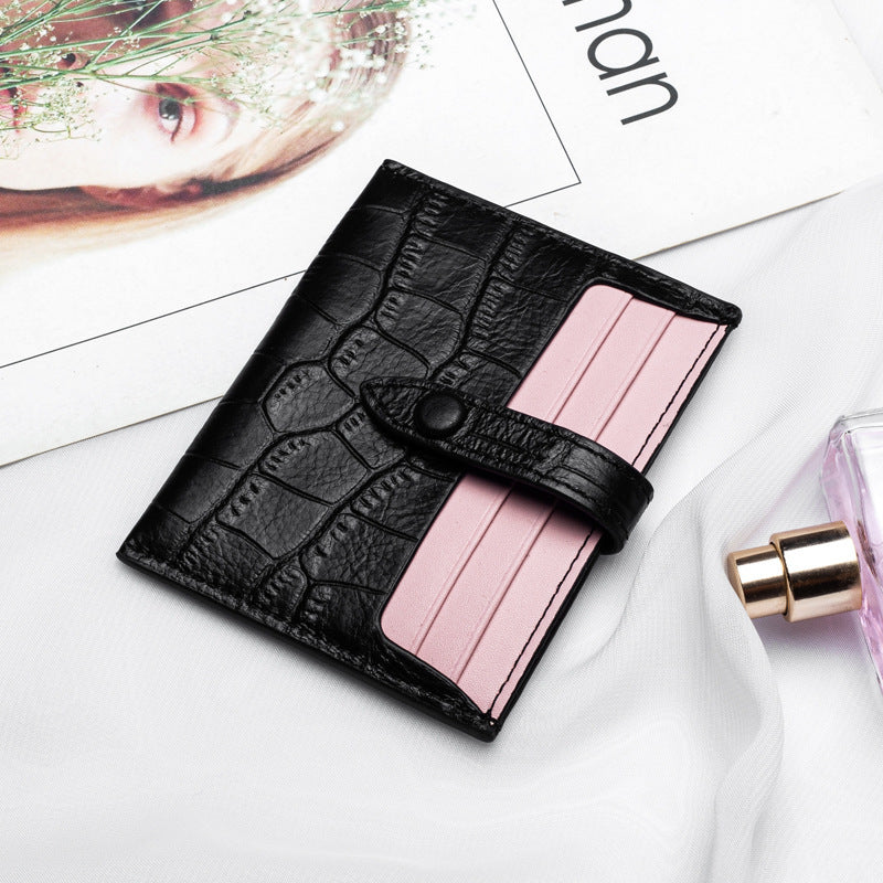 Leather Card Case Female Small Ultra-thin Credit Card Holder Cowhide Pattern Ins Card Case Wallet