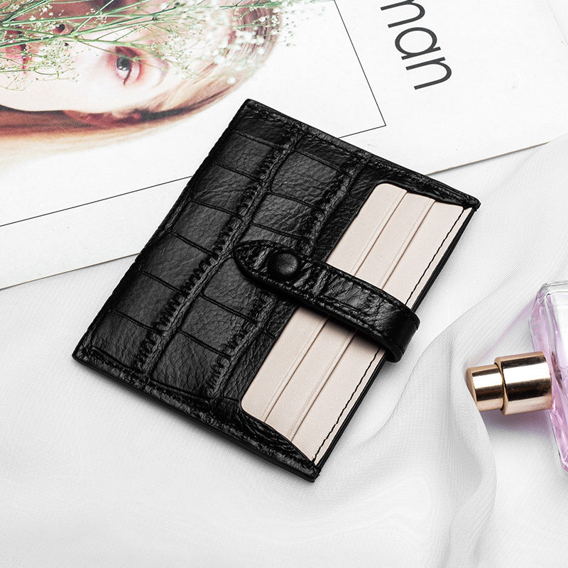 Leather Card Case Female Small Ultra-thin Credit Card Holder Cowhide Pattern Ins Card Case Wallet