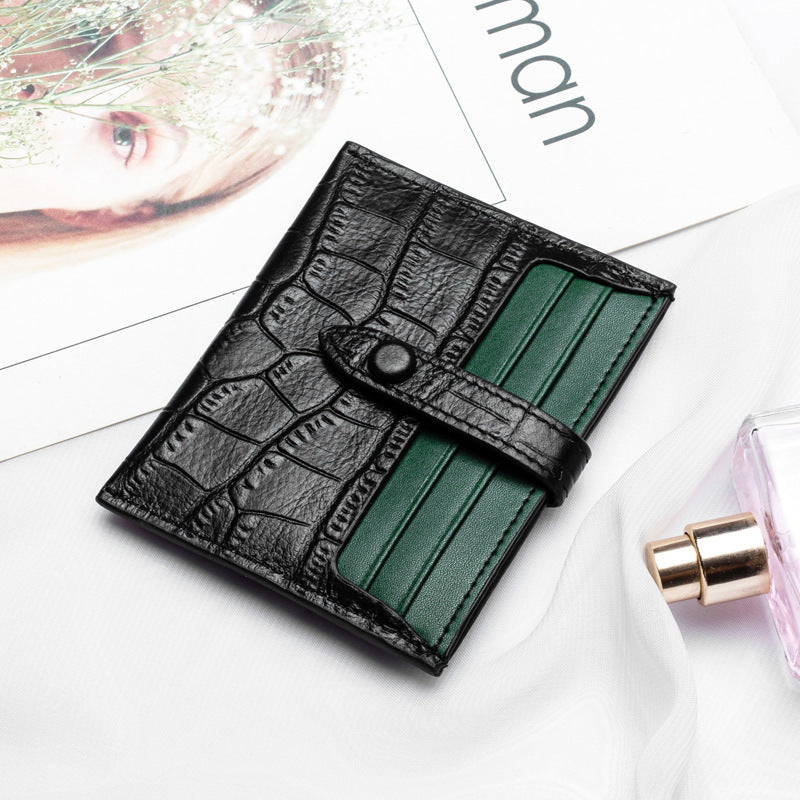 Leather Card Case Female Small Ultra-thin Credit Card Holder Cowhide Pattern Ins Card Case Wallet