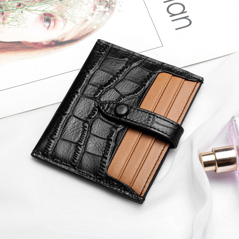 Leather Card Case Female Small Ultra-thin Credit Card Holder Cowhide Pattern Ins Card Case Wallet