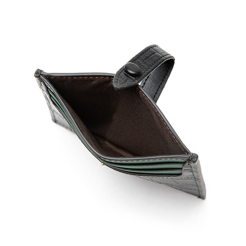 Leather Card Case Female Small Ultra-thin Credit Card Holder Cowhide Pattern Ins Card Case Wallet