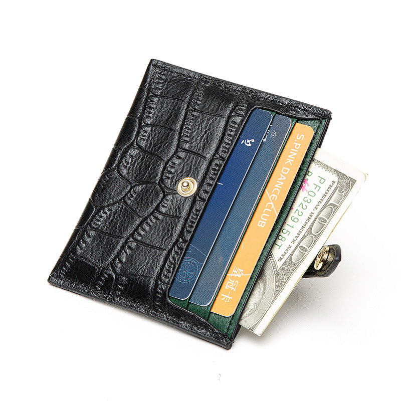 Leather Card Case Female Small Ultra-thin Credit Card Holder Cowhide Pattern Ins Card Case Wallet