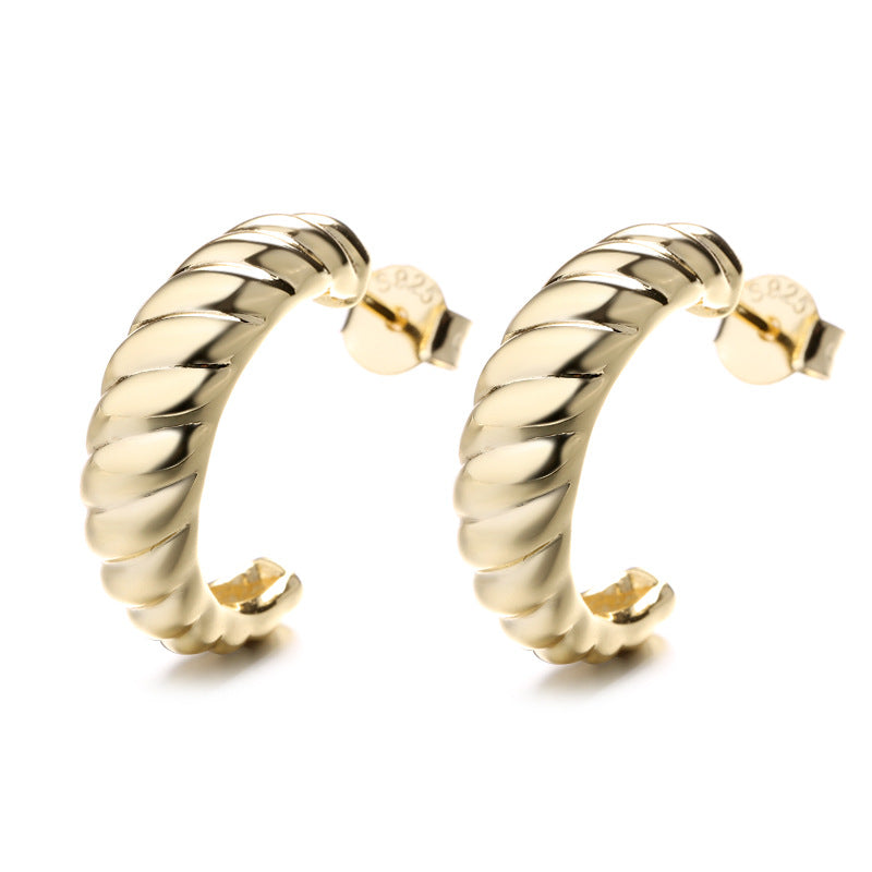 Fashion Metal Thread Twist Croissant Earrings