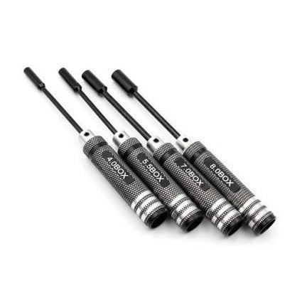 Lot de 4 tournevis à douille hexagonale en métal pour voiture RC 4,0 mm 5,5 mm 7,0 mm 8,0 mm 80213 Kit d'outils Buggy Truck Truggy Voiture RC