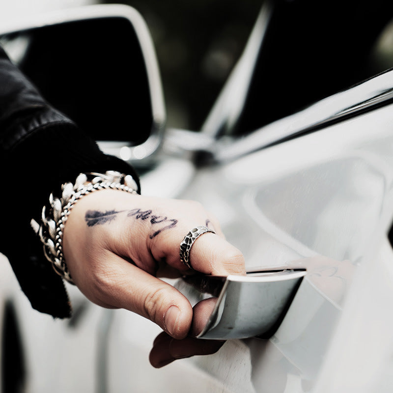 Bague en argent S925 pour homme, style hip-hop rétro européen et américain