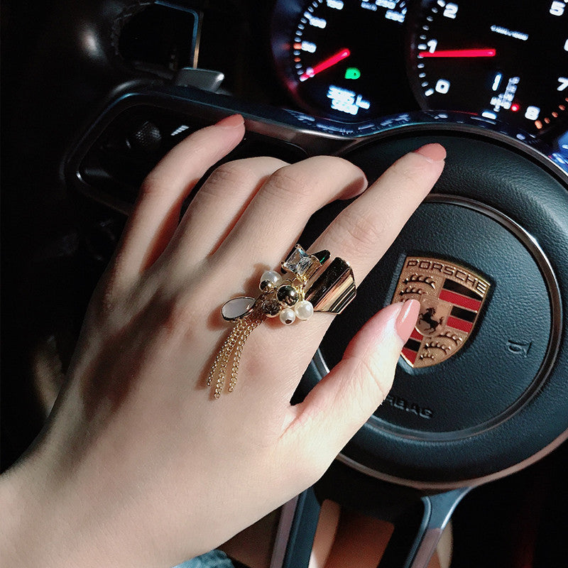 Bague à franges métalliques pour femmes, mode et personnalité