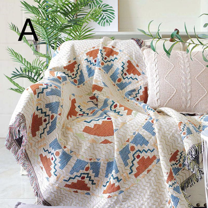 Couverture en fil tissé coton-chanvre, Serviette de plage, Couverture légère, Jeter de canapé
