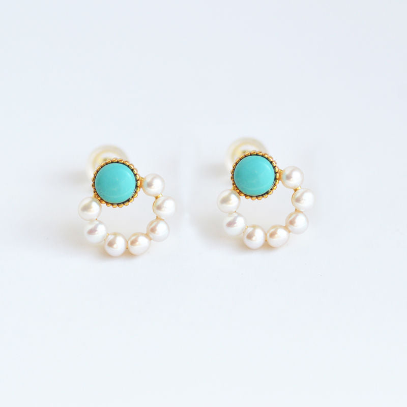 Boucles d'oreilles clous turquoise Boucles d'oreilles rondes perle