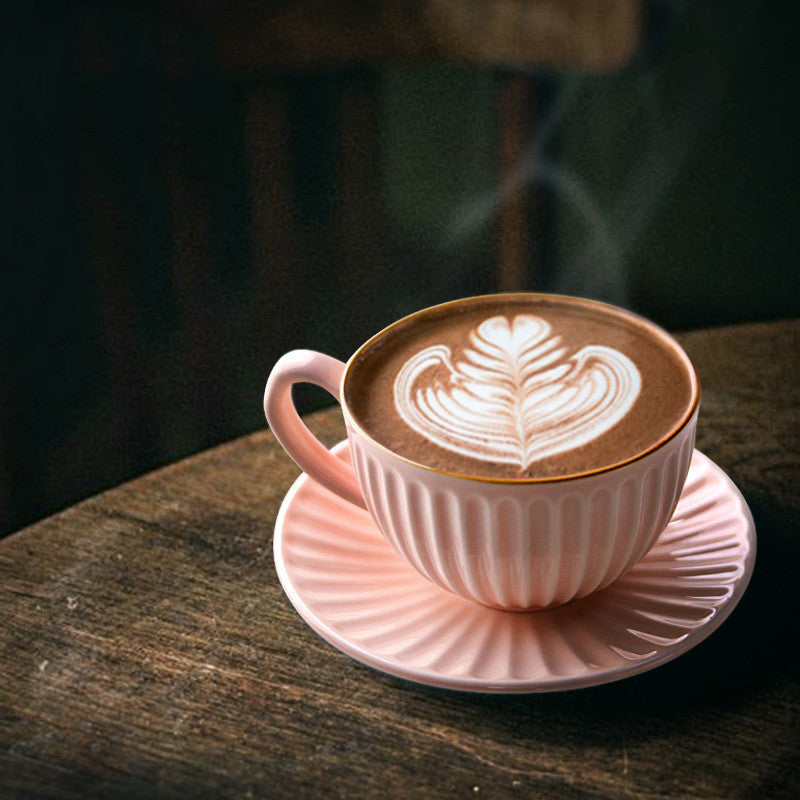 Ceramic Coffee Cup And Saucer Set Creative Latte Cup Garland Cup