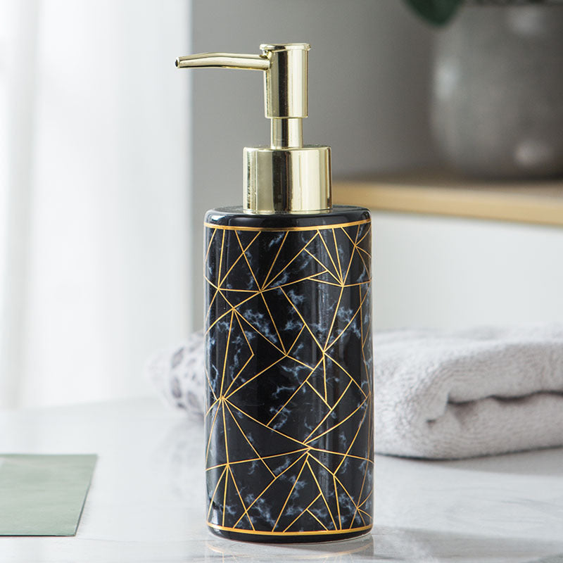 Bouteille de lotion/shampoing en céramique imitation marbre - Accessoires de salle de bain