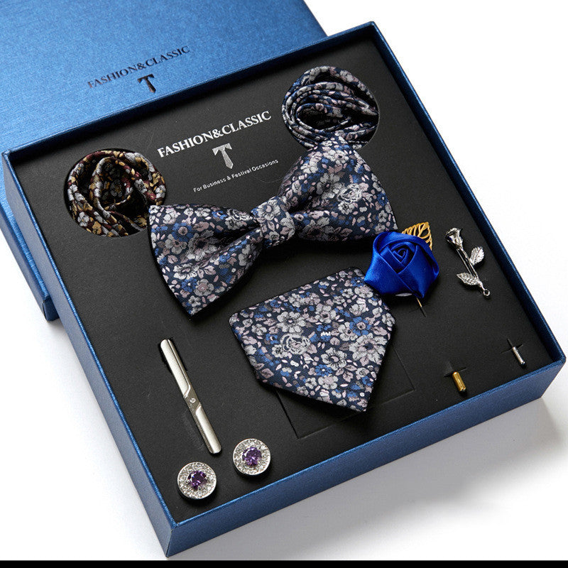 Nouvelle Cravate Homme Coffret Cadeau Mode Affaires Rayée Foulard Carré Combinaison Coffret Cadeau
