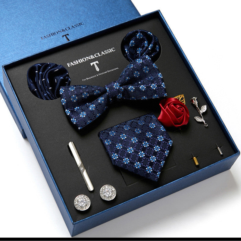 Nouvelle Cravate Homme Coffret Cadeau Mode Affaires Rayée Foulard Carré Combinaison Coffret Cadeau