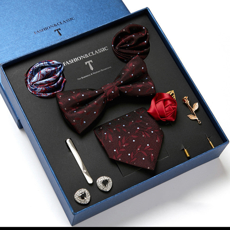 Nouvelle Cravate Homme Coffret Cadeau Mode Affaires Rayée Foulard Carré Combinaison Coffret Cadeau
