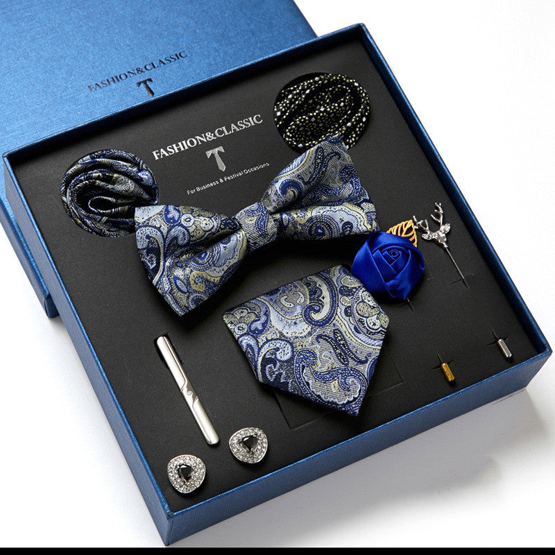 Nouvelle Cravate Homme Coffret Cadeau Mode Affaires Rayée Foulard Carré Combinaison Coffret Cadeau
