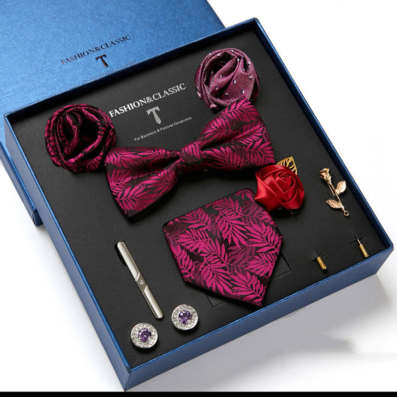 Nouvelle Cravate Homme Coffret Cadeau Mode Affaires Rayée Foulard Carré Combinaison Coffret Cadeau