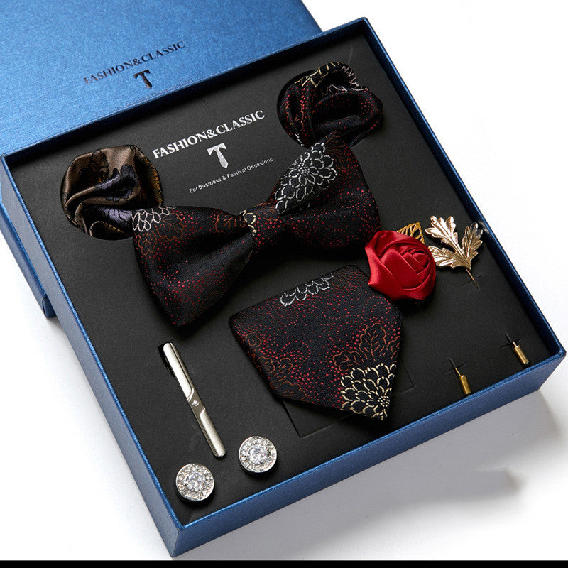 Nouvelle Cravate Homme Coffret Cadeau Mode Affaires Rayée Foulard Carré Combinaison Coffret Cadeau